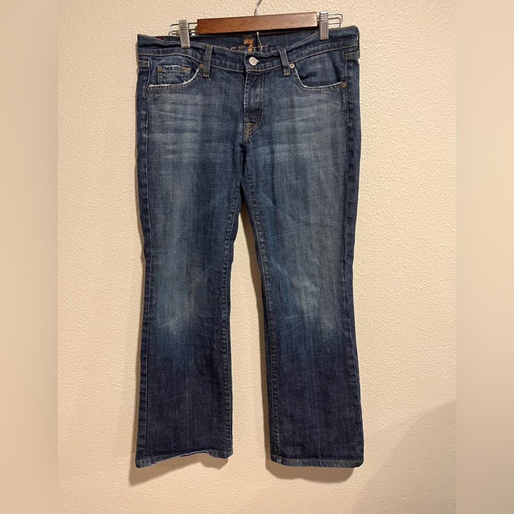 7 For All Mankind Bootcut Dark Wash Low Rise Jeweled Denim Jeans 31 (34)